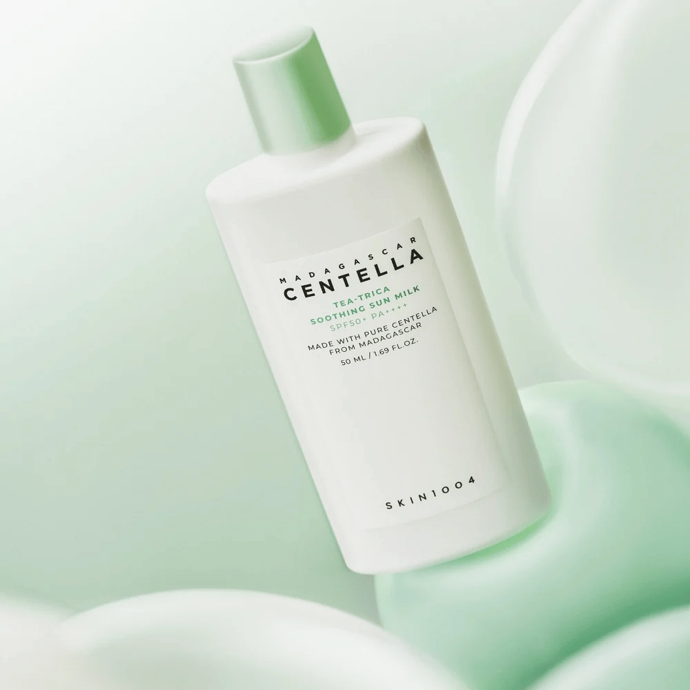 SKIN1004 Madagascar Centella Tea-Trica Soothing Sun Milk leichter Sonnenschutz mit SPF50+ PA++++ und beruhigender Centella