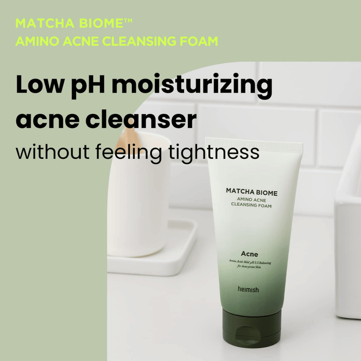 Heimish Matcha Biome Amino Acne Cleansing Foam – feuchtigkeitsspendender Akne-Reiniger ohne austrocknendes Gefühl, perfekt für den täglichen Gebrauch