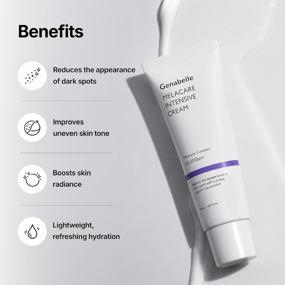 2. Genabelle Melacare Intensive Cream – feuchtigkeitsspendende Gesichtscreme, die sichtbaren dunklen Flecken und einem ungleichmäßigen Hautton entgegenwirkt und für Ausstrahlung sorgt