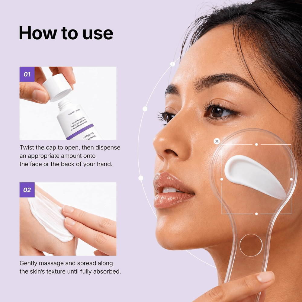 1. Genabelle Melacare Intensive Cream – Anwendung der Gesichtscreme für einen ebenmäßigeren Hautton und eine verringerte Sichtbarkeit von Pigmentflecken