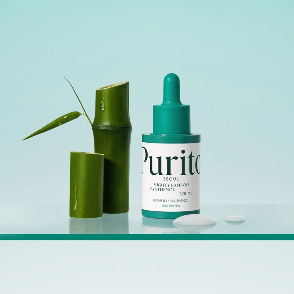 Purito Mighty Bamboo Panthenol Serum – veganes koreanisches Serum mit Bambusextrakt und Panthenol, das die Haut schützt und mit Feuchtigkeit versorgt.