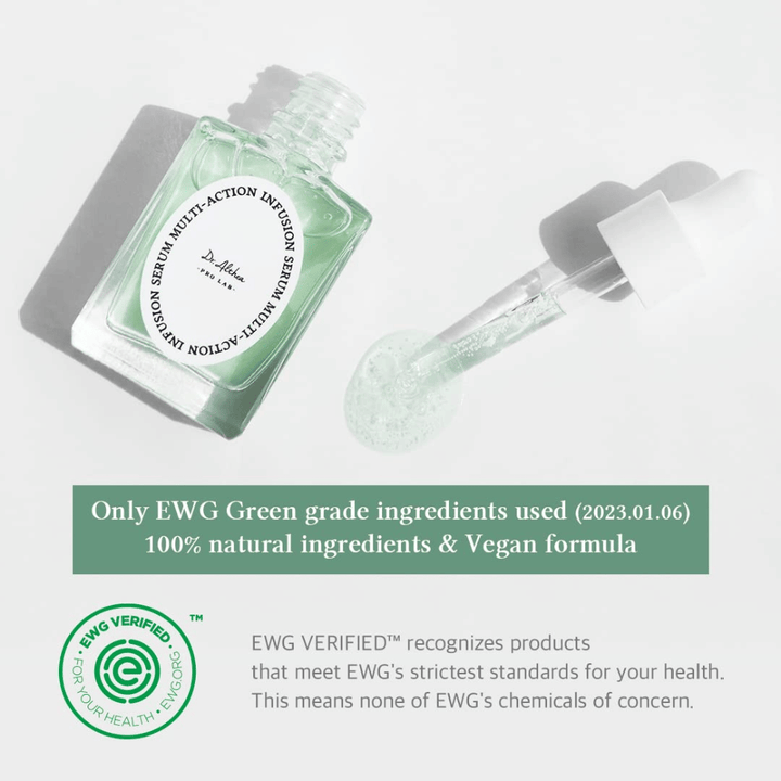Dr. Althea Multi Action Infusion Serum mit veganer Formel und EWG-zertifizierten Inhaltsstoffen, sanft für empfindliche Haut und ohne schädliche Substanzen.