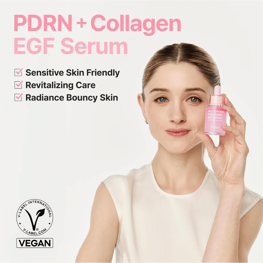 Purito Multi PDRN Collagen EGF Serum – veganes Serum für empfindliche Haut, Ausstrahlung und Spannkraft.