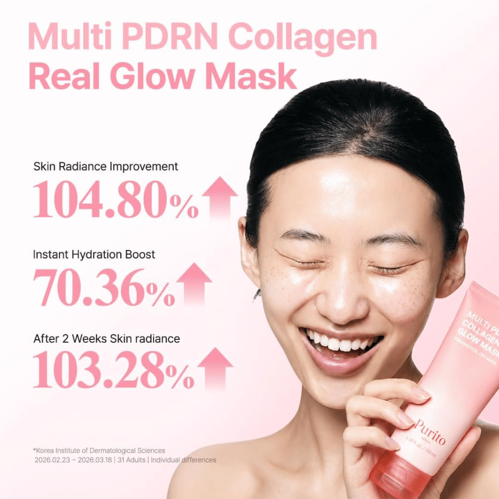 Purito SEOUL Multi PDRN Collagen Real Glow Mask – feuchtigkeitsspendende Gesichtsmaske für verbesserte Ausstrahlung und Feuchtigkeitsversorgung