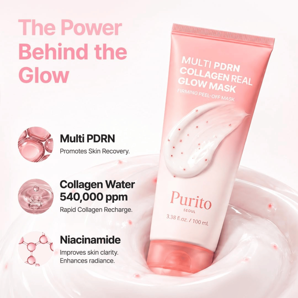 Purito SEOUL Multi PDRN Collagen Real Glow Mask – Peel-off-Maske mit PDRN, Kollagenwasser und Niacinamid für Ausstrahlung