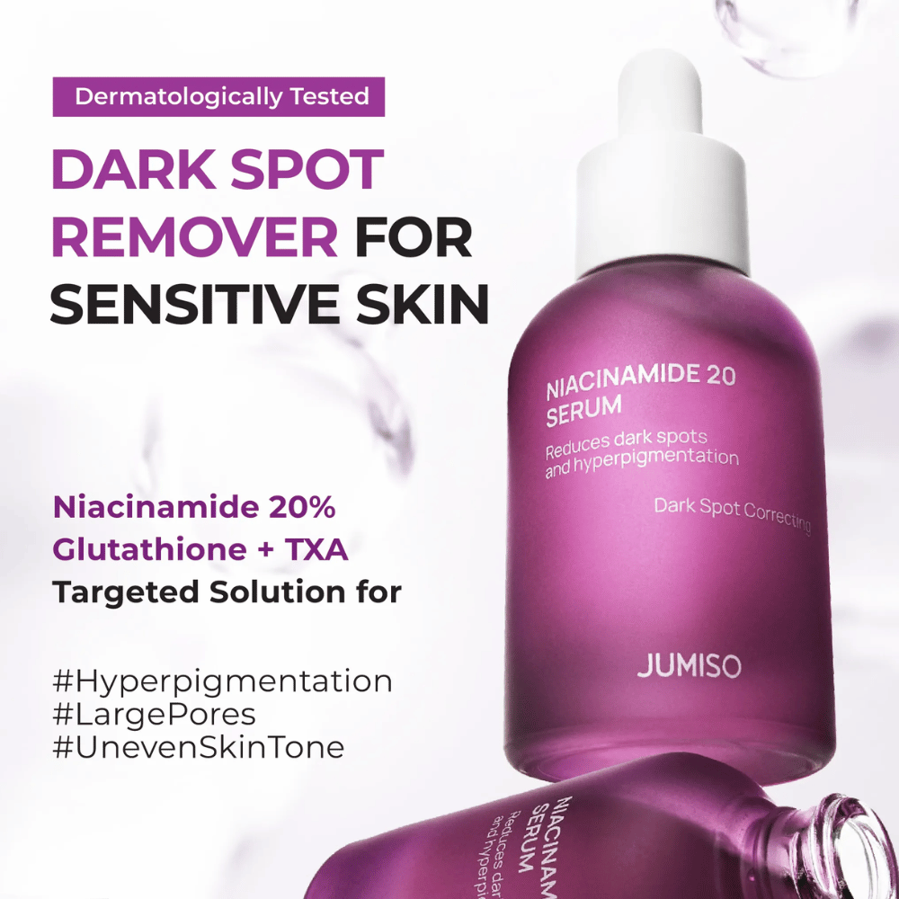 Jumiso Niacinamide 20 Serum – Kraftvolles Serum mit 20 % Niacinamid, Glutathion und TXA, das dunkle Flecken und Hyperpigmentierung reduziert, auch für empfindliche Haut.