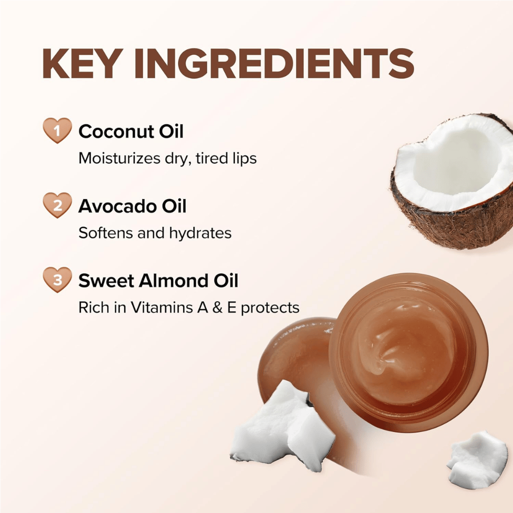 KLAVUU Nourishing Care Lip Sleeping Pack Coconut mit Kokosöl, Avocadoöl und Mandelöl, die trockene Lippen mit Feuchtigkeit versorgen, pflegen und schützen.