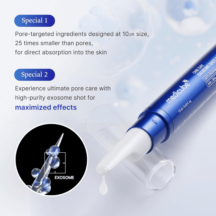 Medicube One Day Exosome Shot Pore Ampoule 25000 mit Exosomen, die die Absorption verbessern, Poren minimieren und intensive Hautpflege bieten