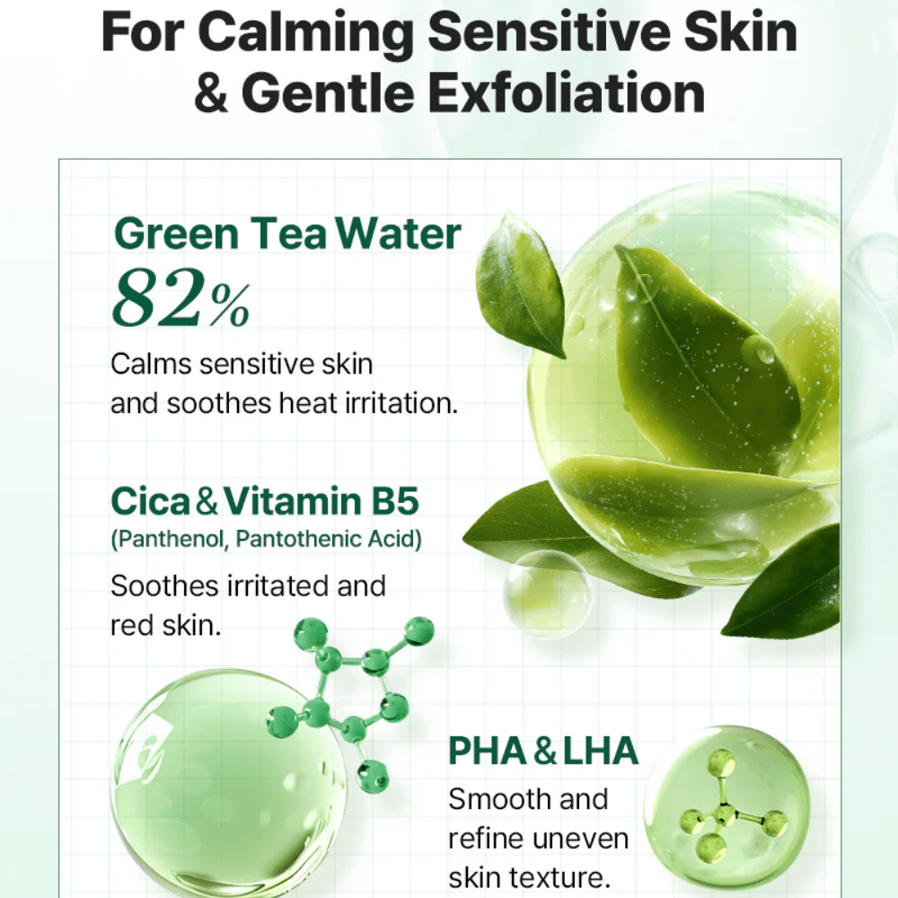 Informationsbild für COSRX One Step Original Clear Skin Calming Pad mit Grüntee-Wasser, Cica, Vitamin B5 sowie sanfter Exfoliation mit PHA und LHA.