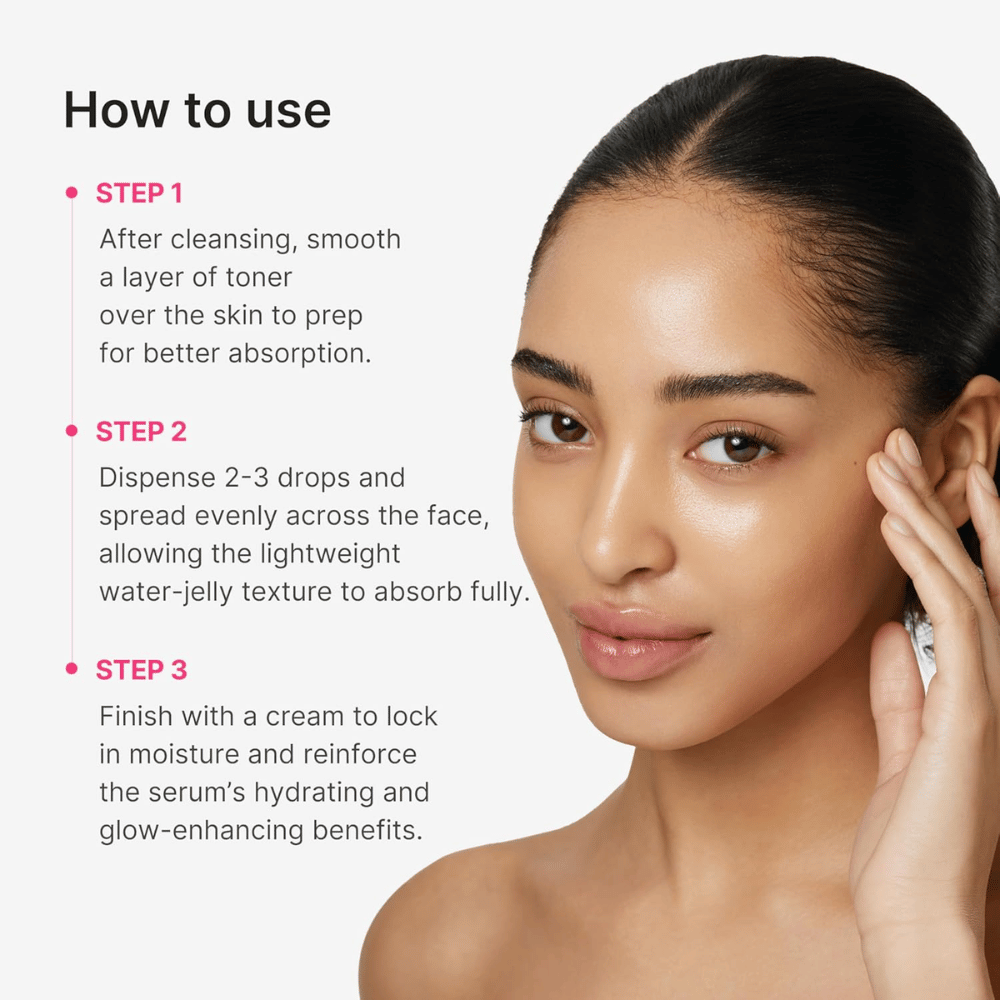 Medicube PDRN Collagen Glow Jelly Serum mit Schritt-für-Schritt-Anleitung zur Anwendung nach der Reinigung und gesichtswasser