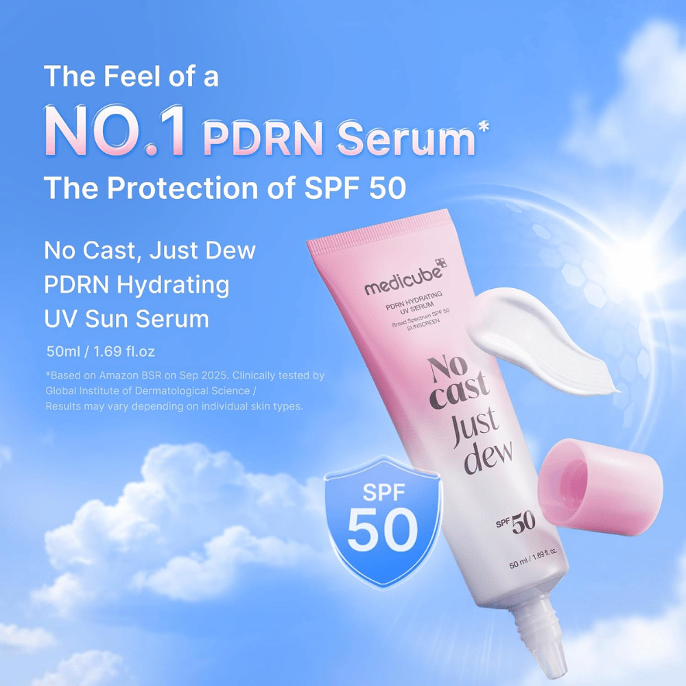 5. Medicube PDRN Hydrating UV Serum SPF 50+ 50 ml – leichtes feuchtigkeitsspendendes Sonnenserum mit hohem UV-Schutz und strahlendem Finish