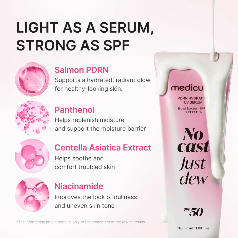 4. Medicube PDRN Hydrating UV Serum SPF 50+ – Sonnenschutz mit PDRN, Panthenol, Centella Asiatica und Niacinamid