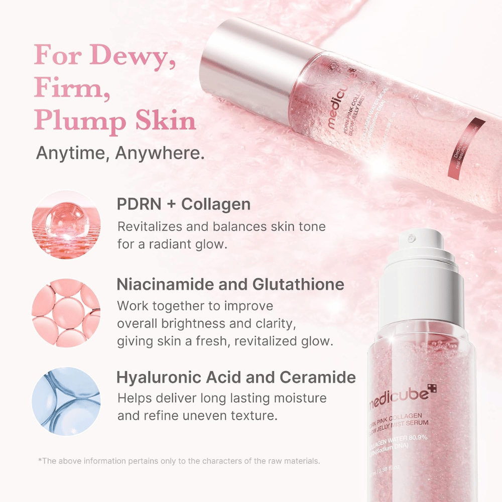 4. Medicube PDRN Pink Collagen Glow Jelly Mist Serum – feuchtigkeitsspendender Mist mit PDRN, Kollagen, Niacinamid und Hyaluronsäure