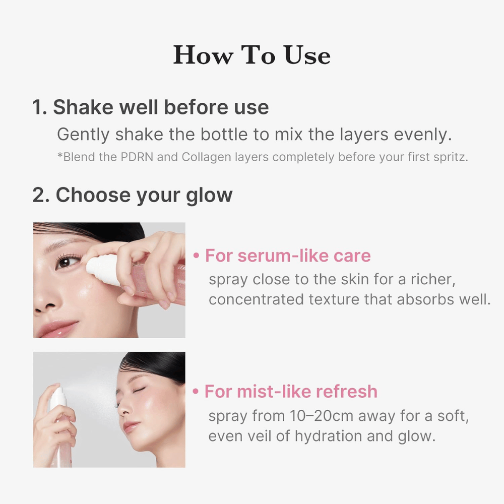 2. Medicube PDRN Pink Collagen Glow Jelly Mist Serum – Anwendung als feuchtigkeitsspendender Gesichtsmist oder konzentriertes Serum