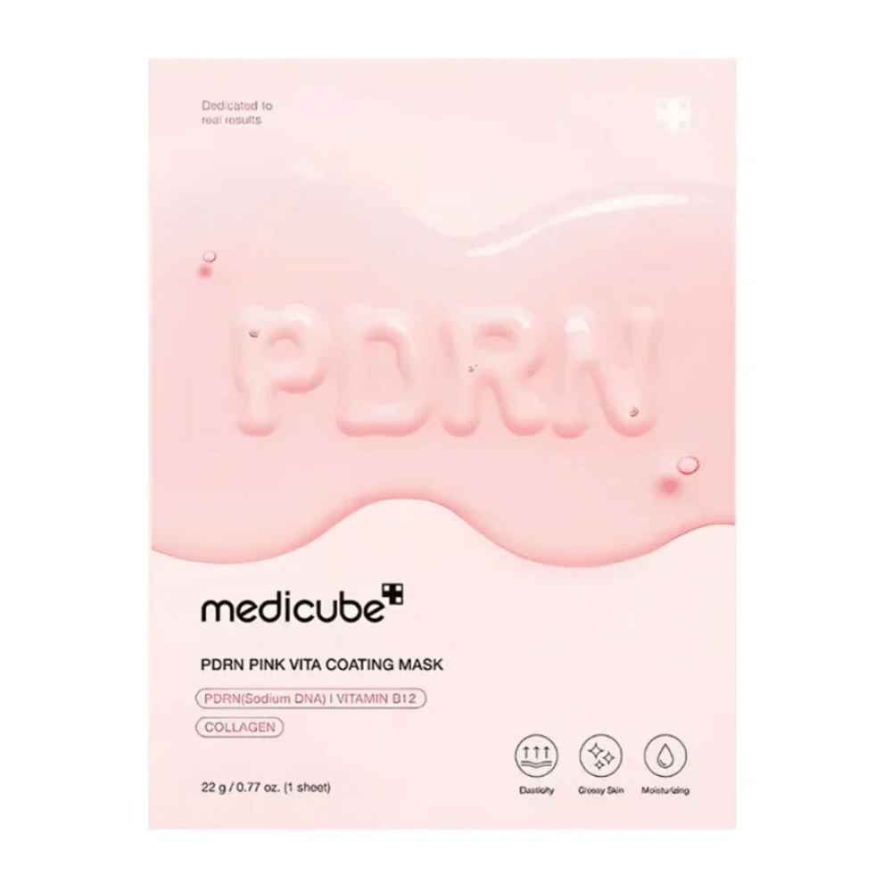  Einfaches Produktbild von Medicube PDRN Pink Vita Coating Mask in rosa Verpackung.