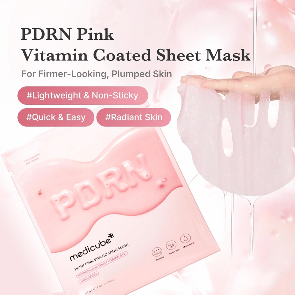 Produktbild mit Maske und Verpackung – Fokus auf feuchtigkeitsspendendes sheet mask mit leichtem, nicht klebrigem Gefühl.