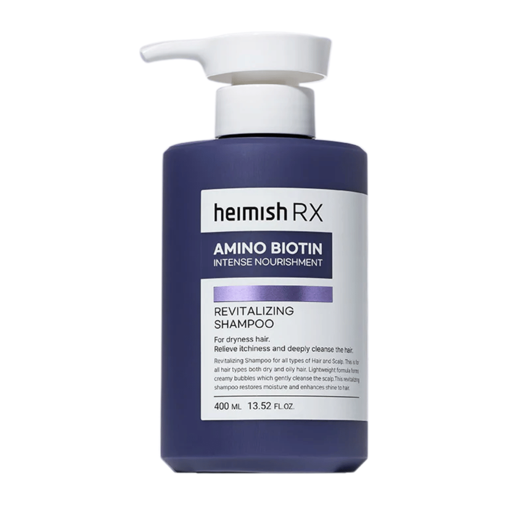 Heimish RX Amino Biotin Revitalizing Shampoo 400 ml – nährstoffreiches Shampoo für trockenes und lebloses Haar, mit Biotin und Aminosäuren zur Stärkung und Befeuchtung von Haar und Kopfhaut.