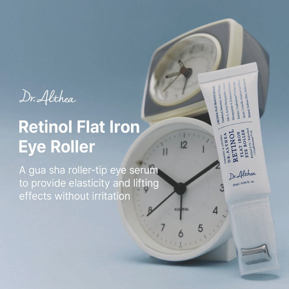 Dr. Althea Retinol Flat Iron Eye Roller Augenserum mit Lifting-Effekt, der die Elastizität der Haut stärkt und ein frisches Aussehen verleiht.