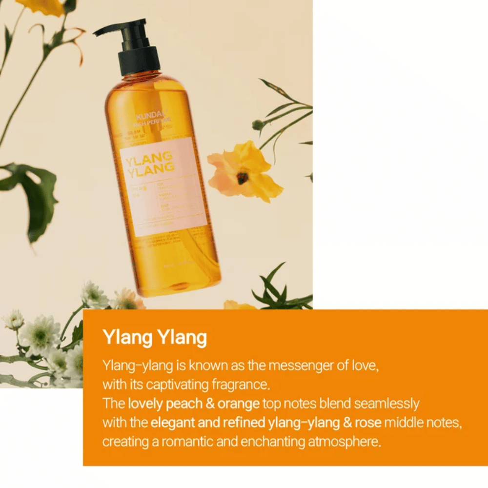 3. KUNDAL Rich Perfume Shampoo Ylang Ylang – orange Shampooflasche mit blumigem und fruchtigem Duft