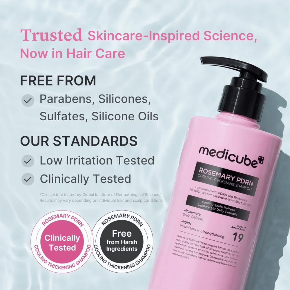 Medicube Rosemary PDRN Cooling Thickening Shampoo mit klinisch getesteter Formel ohne Sulfate, Silikone und Parabene