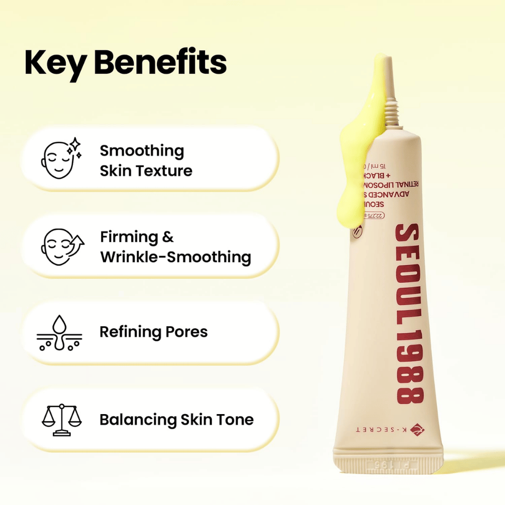 K-SECRET SEOUL 1988 Advanced Shot – Hautpflege mit Retinal für ein ebenmäßigeres Hautbild, ein strafferes Hautgefühl, einen ausgeglichenen Hautton und weniger sichtbare Poren.