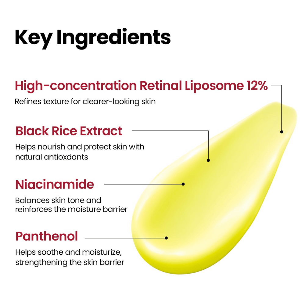 K-SECRET SEOUL 1988 Advanced Shot – konzentrierte Formel mit Retinal Liposome 12 %, schwarzem Reis, Niacinamid und Panthenol.