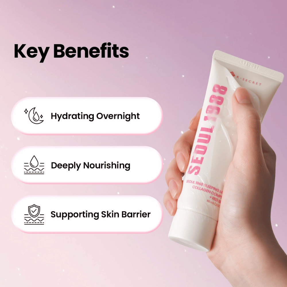 K-SECRET SEOUL 1988 Sleeping Mask – feuchtigkeitsspendende und nährende Nachtmaske, die hilft, die Hautbarriere zu stärken.