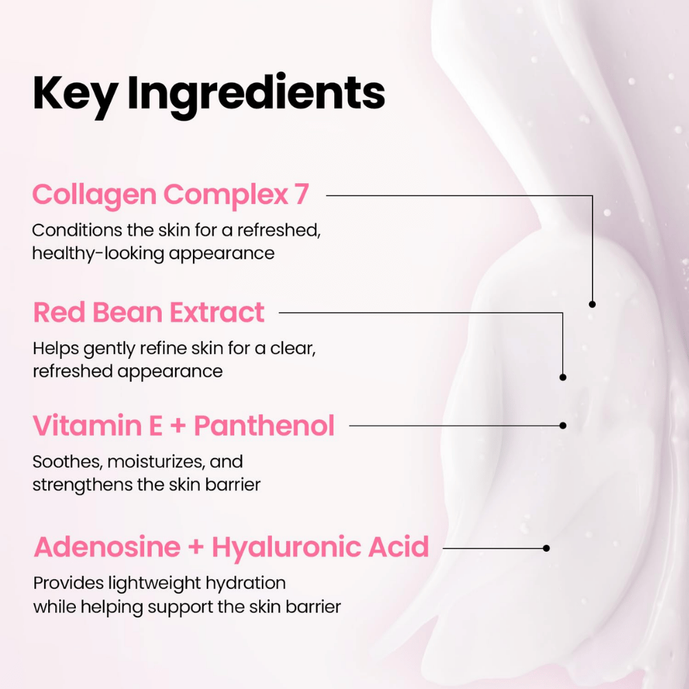 K-SECRET SEOUL 1988 Sleeping Mask – enthält Collagen Complex 7, Rote-Bohnen-Extrakt, Vitamin E, Panthenol, Adenosin und Hyaluronsäure.