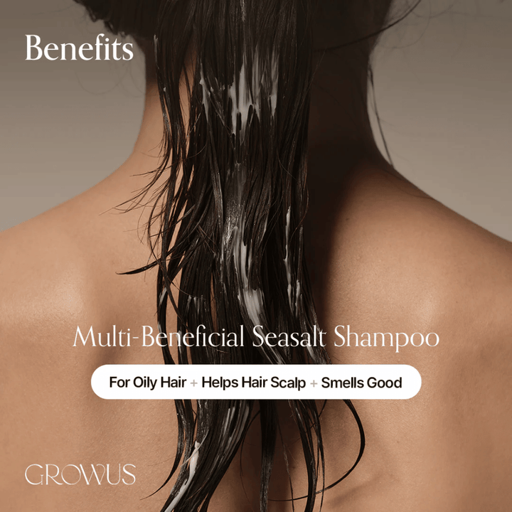GROWUS Sea Salt Therapy Shampoo das fettige Kopfhaut reinigt, Öl ausgleicht und die Gesundheit der Kopfhaut verbessert