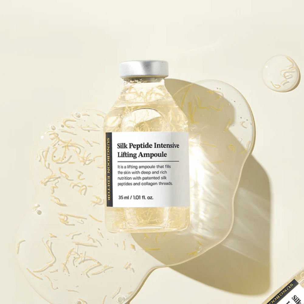 SUNGBOON EDITOR Silk Peptide Intensive Lifting Ampoule mit Seidenpeptiden im Serum, die tiefe Feuchtigkeit, Glow und einen straffenden Effekt verleihen.