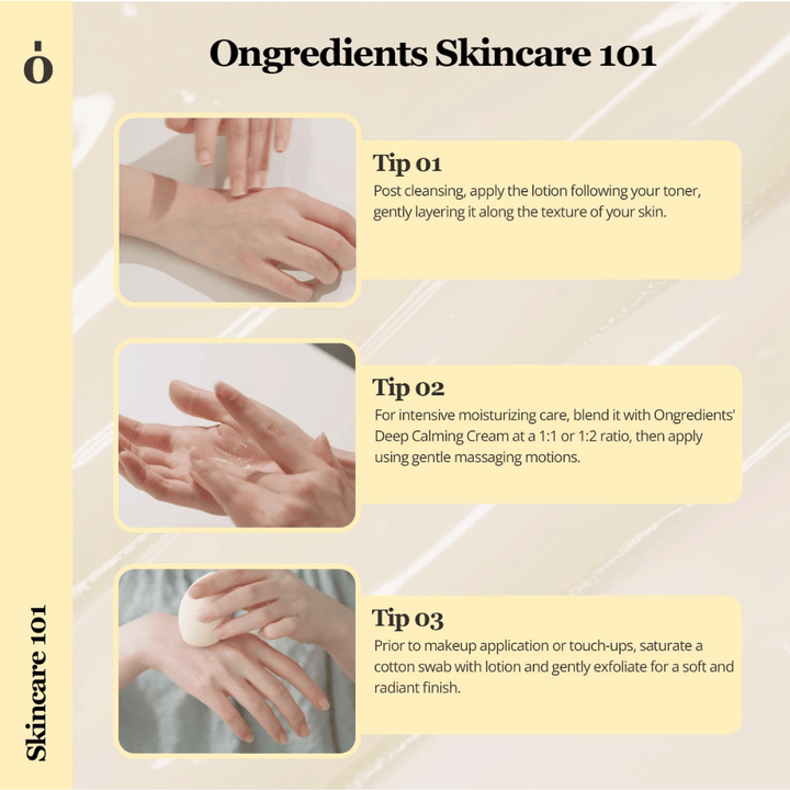 Ongredients Skin Barrier Calming Lotion Gesichtslotion, die die Hautbarriere stärkt, die Haut mit Feuchtigkeit versorgt und empfindliche Haut beruhigt.