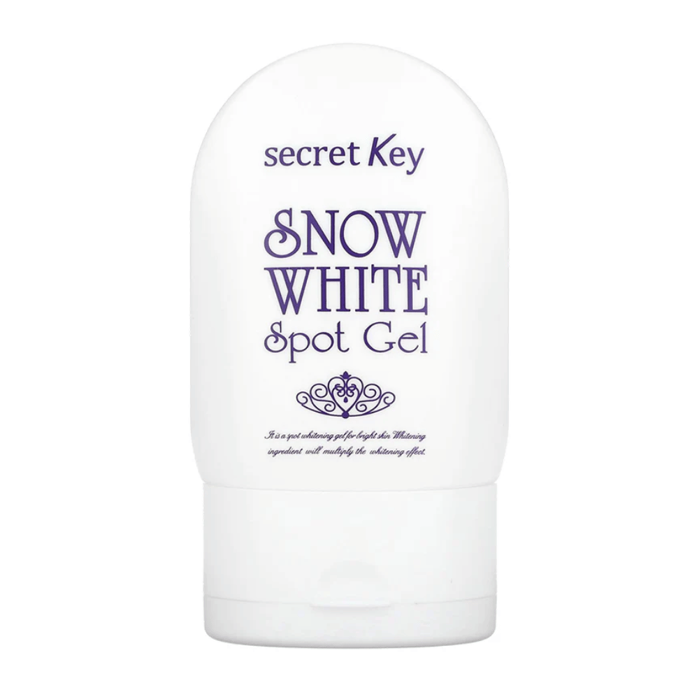 Produktbild von Secret Key Snow White Spot Gel in weißer Verpackung mit lila Schrift.