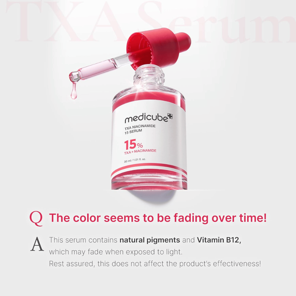 1. Medicube TXA Niacinamide 15 Serum 30 ml – Serum mit Tranexamsäure und Niacinamid, dessen Farbe durch Lichteinwirkung verblassen kann