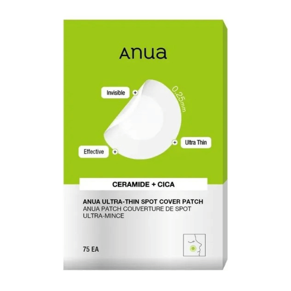 Anua Ultra-Thin Spot Cover Patch ist eine ultradünne und unsichtbare Fleckenbehandlung mit Ceramiden und Cica. Wirksam zur Beruhigung gereizter Haut und zum Schutz vor Verschmutzungen. Perfekt für diskrete Anwendung Tag und Nacht!