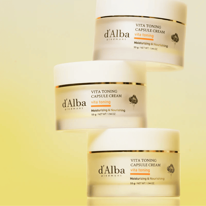 d'Alba Vita Toning Capsule Cream Produktbild – koreanische Gesichtscreme mit Vitaminkapseln, die helfen, den Glanz und die Elastizität der Haut zu verbessern.