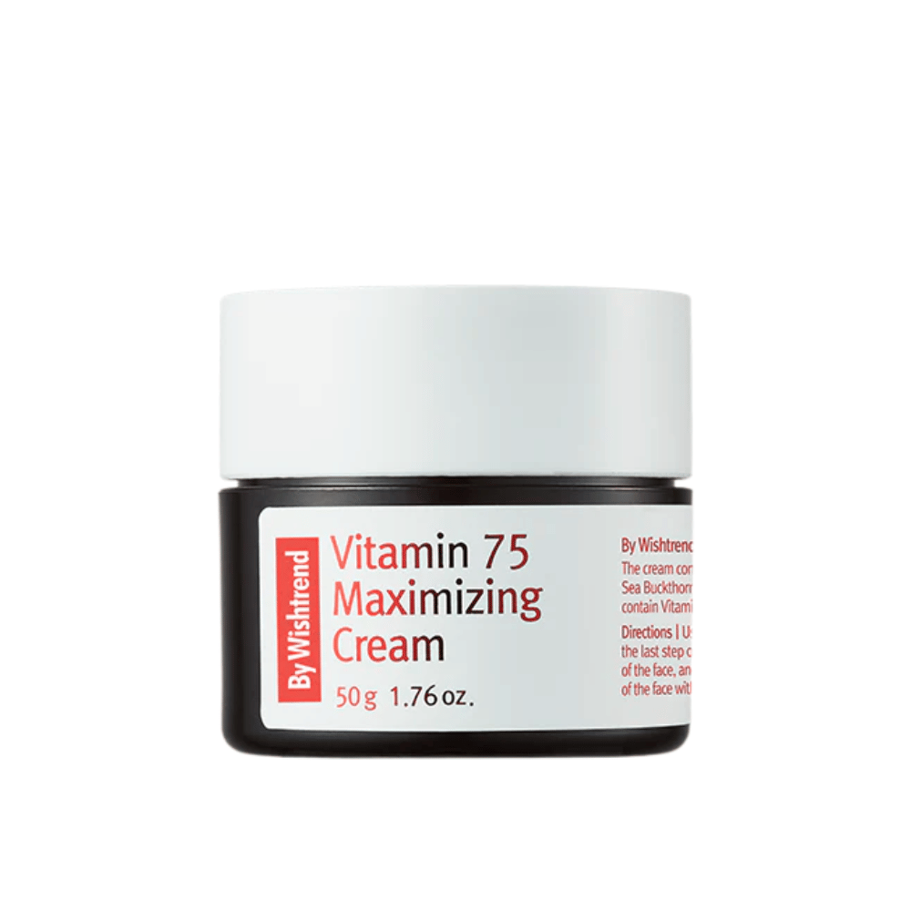 By Wishtrend Vitamin 75 Maximizing Cream Creme-Textur im Tiegel, die schnell einzieht und die Haut mit Feuchtigkeit versorgt, ohne sich schwer anzufühlen.