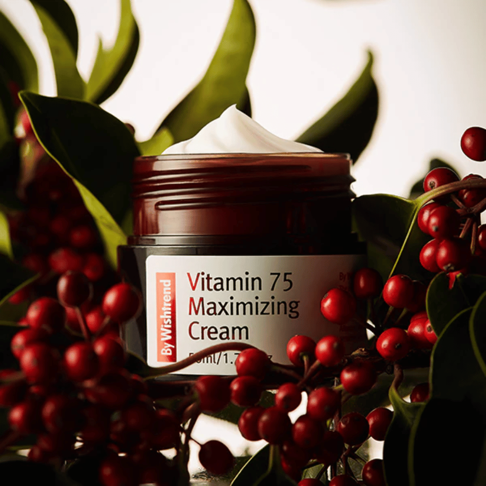 By Wishtrend Vitamin 75 Maximizing Cream mit Sanddornextrakt, reich an Vitaminen, das Glow verleiht, die Haut mit Feuchtigkeit versorgt und die Ausstrahlung der Haut verbessert.
