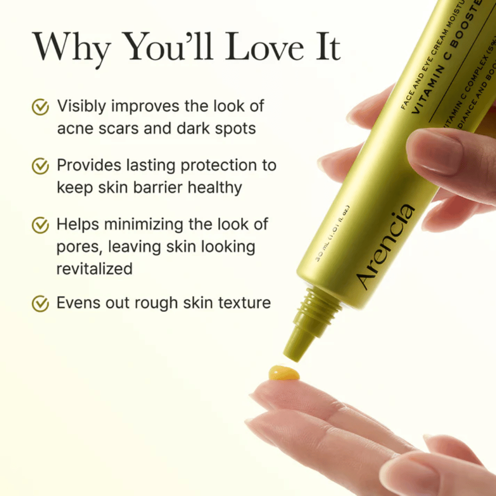 Arencia Vitamin C Booster Shot Vorteile – Vitamin C-Serum, das Aknenarben und dunkle Flecken verbessert, die Hautbarriere stärkt, Poren minimiert und die Hauttextur ausgleicht