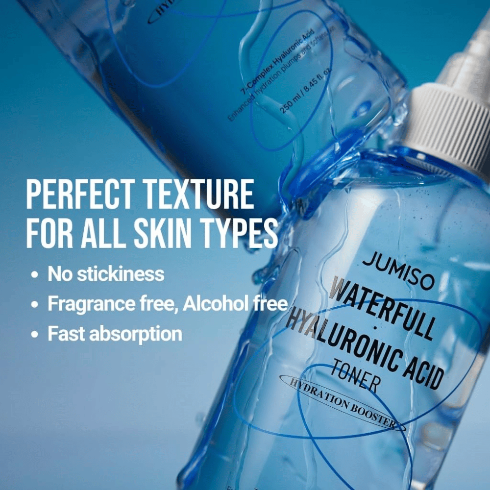 Jumiso Waterfull Hyaluronic Acid Gesichtswasser – feuchtigkeitsspendende Hyaluronsäure gesichtswasser ohne Parfüm und Alkohol, schnell einziehendes Gesichtswasser für alle Hauttypen