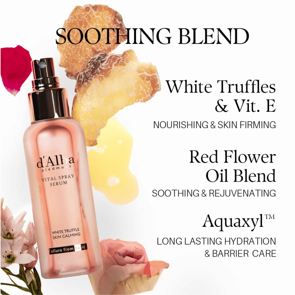 d'Alba White Truffle Vital Spray Serum – weiße Trüffel, Vitamin E, Blütenöle und Aquaxyl für Feuchtigkeitspflege und Barrierepflege
