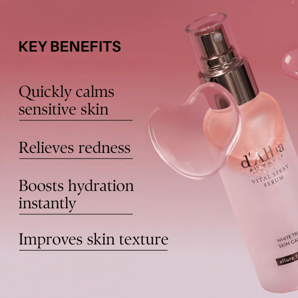 d'Alba White Truffle Vital Spray Serum – beruhigendes Serum-Spray für empfindliche Haut, Rötungen und Feuchtigkeitspflege