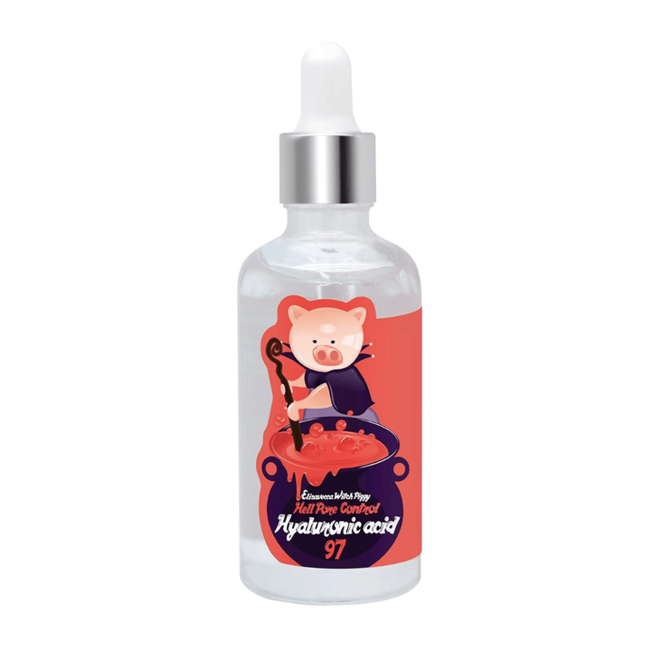 Elizavecca Witch Piggy Hell Pore Control Hyaluronic Acid 97 – Konzentriertes Hyaluronsäure-Serum, das die Hautbarriere stärkt und langanhaltende Feuchtigkeit spendet.