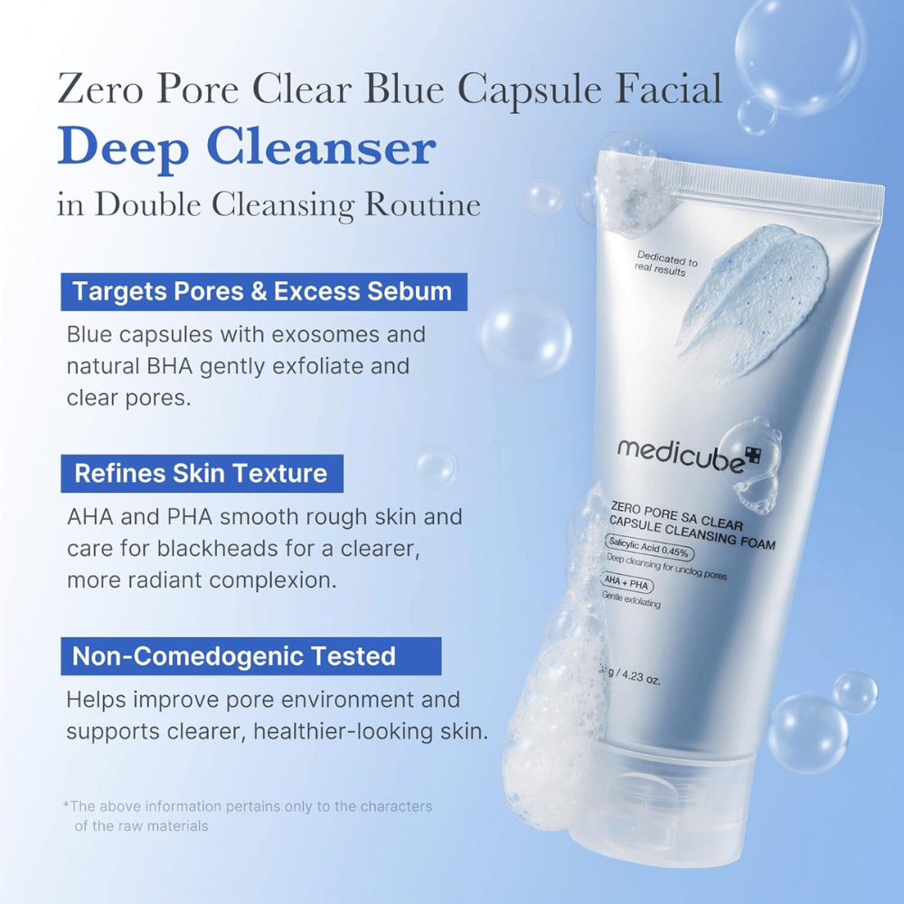 Medicube Zero Pore SA Clear Capsule Cleansing Foam – tiefenreinigende Gesichtsreinigung, die Talg ausgleicht und die Hautstruktur verbessert.