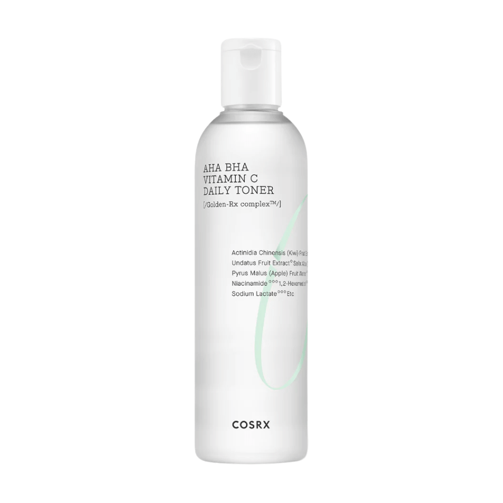 Eine Flasche COSRX Refresh AHA BHA Vitamin C Daily Toner 150ml auf weißem Hintergrund.